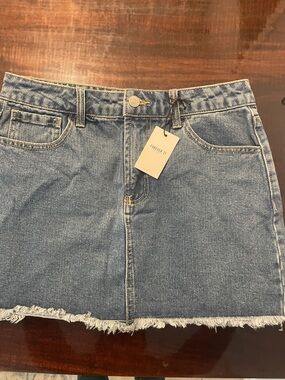 Forever 21 Medium Blue Denim Mini Skirt with Raw Hem
